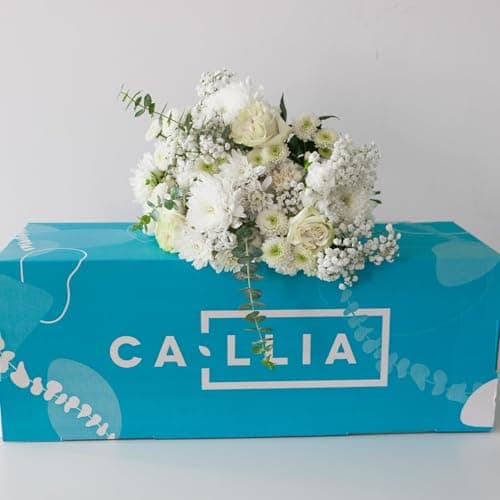 Callia Flowers - White & Green Fresh Flower Bouquet - (Grand) Hand-Tied Fresh Cut with Vase, Fresh Flowers Delivery for Birthday, Sympathy, Get Well, Floral Arrangements with Local Delivery — view 3