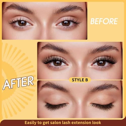 QUEWEL Magnetic Eyelashes Natural Look, 2pairs Reusable Lashes with Applicator, Easy to Use without Eyeliner(XK-Mag-B+E) — view 2