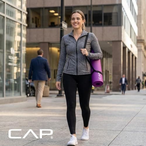 CAP Barbell High Density Exercise Mat with strap, 68"x24" 12mm - Gray — view 6