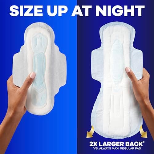 Always Maxi Pads for Women, Extra Heavy Overnight Pad with Wings, Size 5, Unscented, 36 Count — view 6