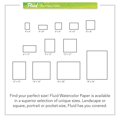 Fluid Watercolor Paper Block, 12 x 12 inches, 15 Sheets, 140 lb (300 GSM) Hot Press Pad for Artist Painting and Wet Media — view 5