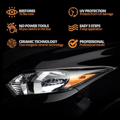 CERAKOTE® Ceramic Headlight Restoration Kit – Guaranteed To Last As Long As You Own Your Vehicle – Brings Headlights Back to Like New Condition - No Power Tools Required - 10 Wipe Kit — view 2