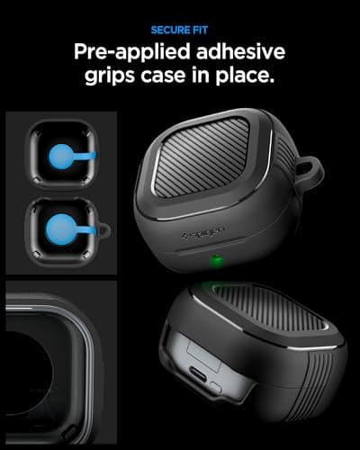 Spigen for Samsung Galaxy Buds 4 Pro Case/Galaxy Buds 4 Case (2026), Rugged Armor Drop-Protection Cover with Carabiner - Matte Black — view 4