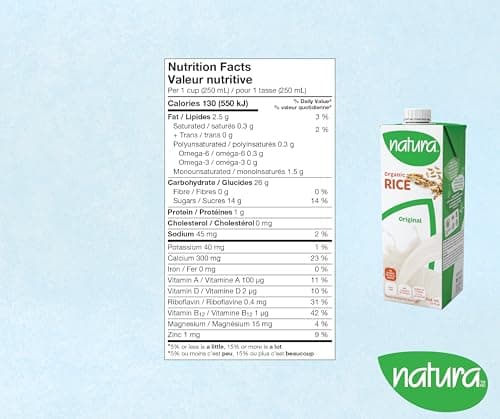 NATURA Organic Rice Milk - Original - Gluten Free - Lactose Free - Vegan - Shelf Stable - Plant Based Beverage - Non-GMO - Made in Canada | 946ml