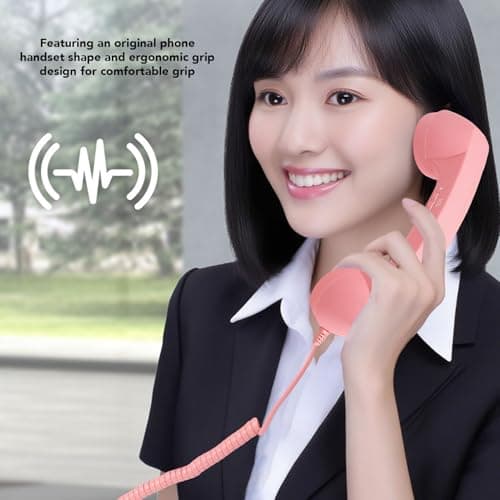 Serounder Vintage Telephone Wired Handset with Volume Control for Stable Calls, Nostalgic Handle for Office Desk Decor Material ABS (Pink) — view 3