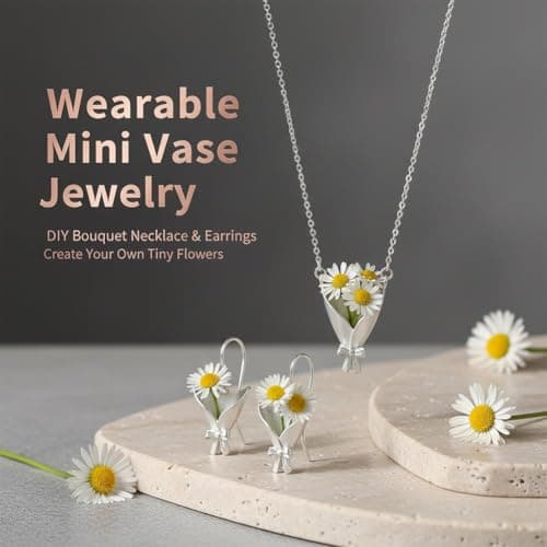 TTLECOK DIY Bouquet Necklace Wearable Mini Vase Jewelry Collection Chain Trendy Flower Holder Pendant to Insert Dried or Real Blooms