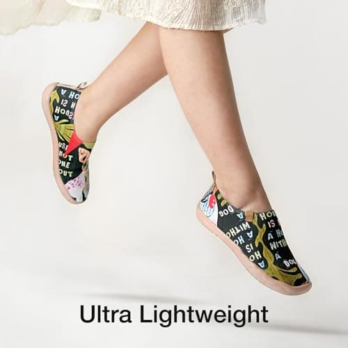 UIN Women's Slip On Sneakers Casual Loafers Knit Art Painted Comfort Soft Walking Shoes Chihuahua (40) — view 6