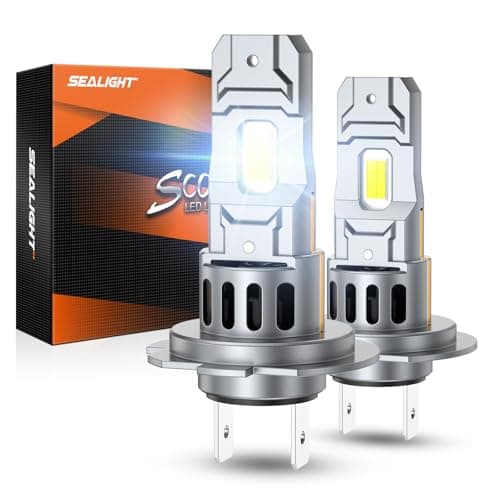 SEALIGHT 2026 Upgraded H7 LED Headlight Bulbs, 1:1 Design 50,000LM 900% Brighter H7 LED Bulbs, 6500K Cool White H7 Halogen Replacement, Plug and Play, Non-polarity, IP68 Waterproof, Pack of 2