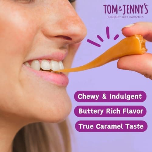 Tom & Jenny's Sugar Free Caramel - Individually Wrapped Sugar Free Candy - Zero Sugar Keto Caramels (Sea Salt & Vanilla Classic Chewy Caramel) — view 6
