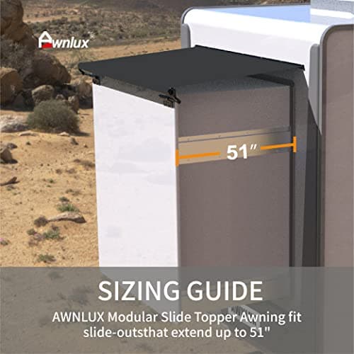 Awnlux Black Modular Slide Topper Awning Slide Out Protection for RVs, Travel Trailers, 5th Wheels, and Motorhomes Slide Out Awning Kit -10'6" (10'1" Fabric) — view 4