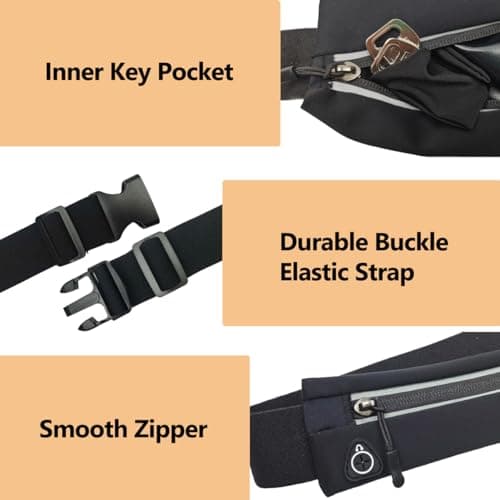 Slim Running Belt Fanny Pack for Men Women, Running Phone Holder Runners Pouch Waist Pack for Workout, Money Belt, Running Gear Accessories [Fits ALL Phones] — view 4