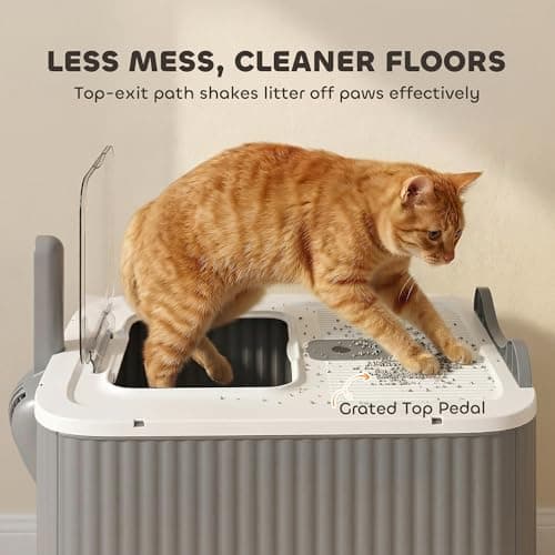 PawHut Cat Litter Box with Lid, Enclosed Kitty Litter Box with Front-Entry and Top-Exit, Scoop, Deodorizer Bag, Non-Sticky and Easy to Clean, for Medium Cats, White — view 2
