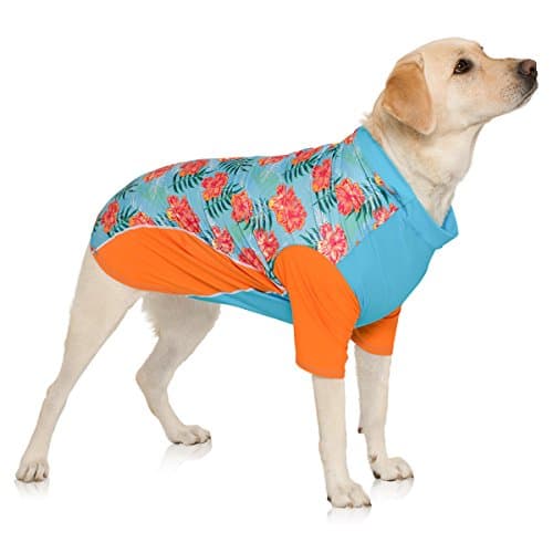 PlayaPup Dog Sun Shirt, USA Made (UPF 50+), Tropical Blazing Island, Small — view 2