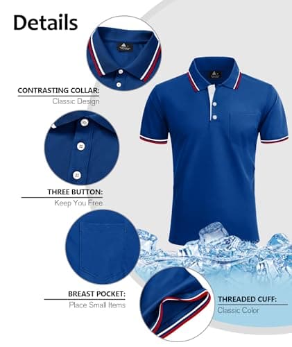 ZITY Men Polo Shirts Short Sleeve with Pocket Golf Polo Wicking Shirts for Men Casual Collared T-Shirts — view 2