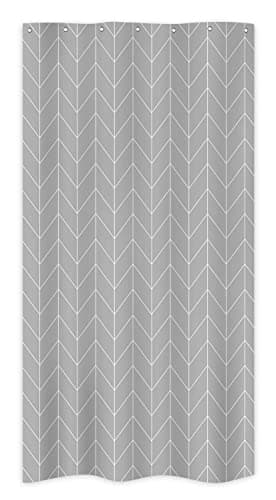 Riyidecor Small Stall RV Gray Grey Shower Curtain Liner for Bathroom Narrow Dorm Half Size Stand Up 36x72 Inches Wide Single Chevron Herringbone Geometric Tiny Walkin Fabric Polyester Bathroom — view 4