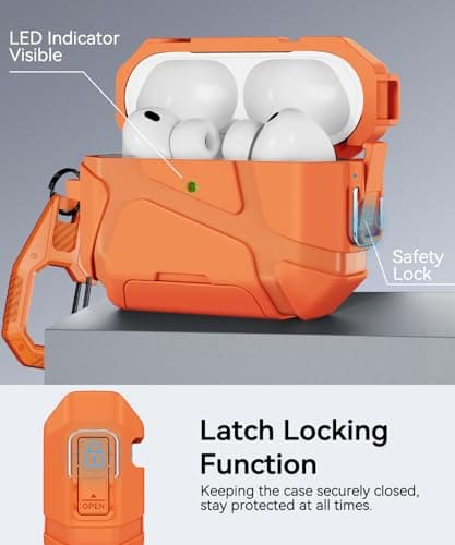 TNSNK for AirPods Pro 3rd Case with Secure Lock-Orange — view 2