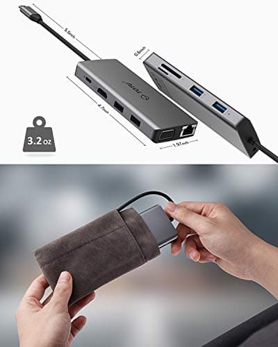TOTU 11-in-1 USB-C Hub: 4K HDMI, VGA, 2x USB3.0, 2x USB2.0, Ethernet, SD Card Reader, Audio, 3.0 PD, Mac Pro & Laptops Compatible — view 5