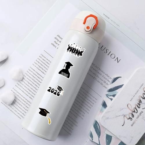 50 PCS 2026 Graduation Stickers, Waterproof Vinyl Black & Gold Foil Graduation Decals for Laptop, Luggage, Skateboard, Phone, Fridge, Trendy Stickers for Teens, Adults, Graduates — view 5