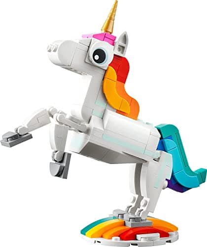 LEGO Creator 3 in 1 Magical Unicorn Toy, Transforms from Unicorn to Seahorse to Peacock, Rainbow Animal Figures, Unicorn Gift for Grandchildren, Girls and Boys, Buildable Toys, 31140 — view 5