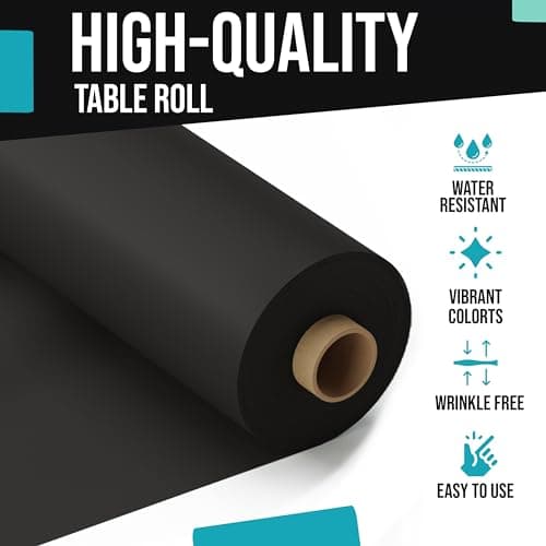 Premium Quality Plastic Table Cover Banquet Rolls 40" X 300' (Black) - Exquisite — view 3