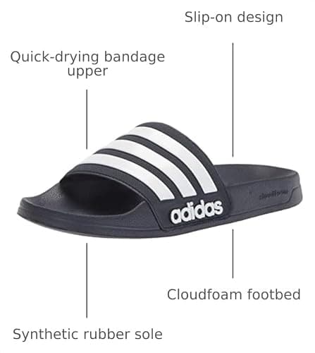 adidas Unisex Adilette Shower Slides Sandal, Legend Ink/White/Legend Ink, 12 US Men — view 2