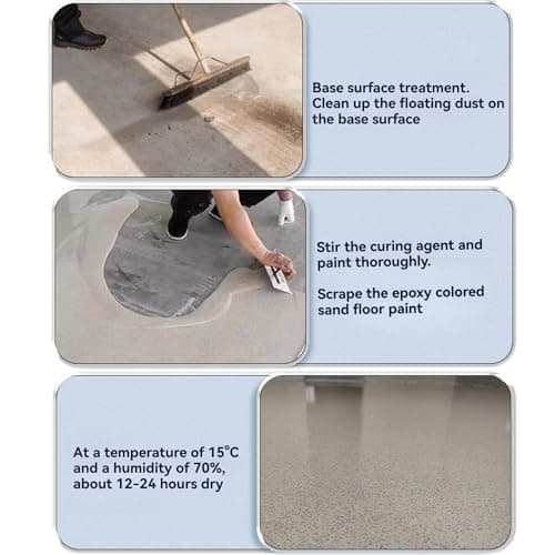 Self Leveling Epoxy Colored Sand Floor Paint, Fast Drying, Stain-Resistant For Concrete Tile Wood Countertop Decorative Finish (Red) — view 3