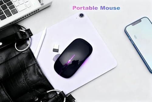 AZTZATZ Wireless Bluetooth Mouse Rechargeable Long Lasting Dual Mode - BT 5.2 & 2.4G Silent RGB LED Mice, Slim Portable Ergonomic Mouse for Laptop/PC/Tablet/MacBook/iPad/Apple Devices(Black) — view 3