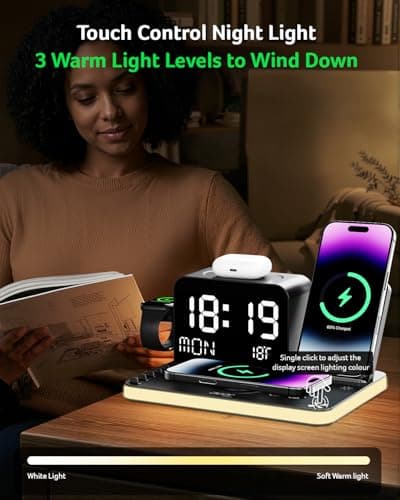 Acer Gadget 7-in-1 Wireless Charging Station Charger Stand for Multiple Devices for Apple - iPhone 17 16 15 14 13 12 Pro Max Apple Watch Airpods, Wireless iPhone Charger Station with Bluetooth TimeSyn — view 6