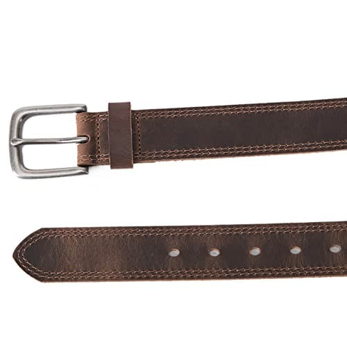 VATAN Men's Genuine Leather Classic Everyday Jean Belt, 1.4" Men Handmade Casual Dress Belts with Gift Box (Bourbon Brown (Double Stitch), 36) — view 2