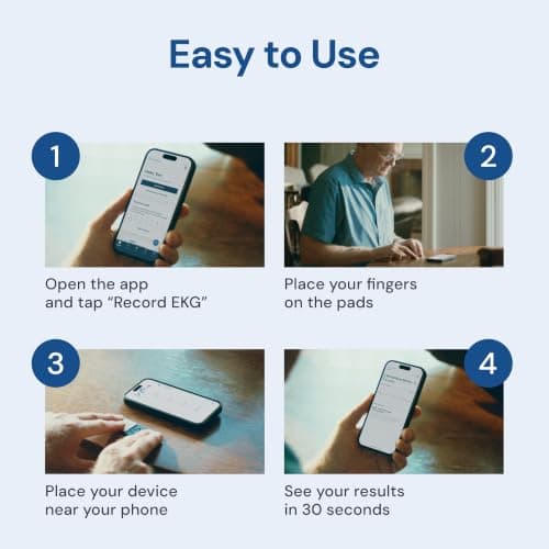 KardiaMobile 1-Lead EKG Monitor, Medical-Grade FDA-Cleared Personal Heart Monitor, Detects Normal, AFib & Arrhythmias, 30 Second Results, Works with Most Smartphones, HSA&FSA Eligible — view 5