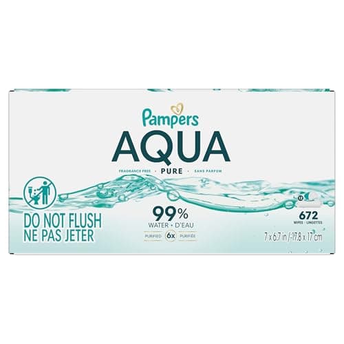 Pampers Aqua Pure Baby Wipes, 99% Water, Fragrance Free, Unscented, Water Based, Multi-Use, 672 Wipes Total (12X Flip-Top Packs) [Packaging May Vary] — view 14