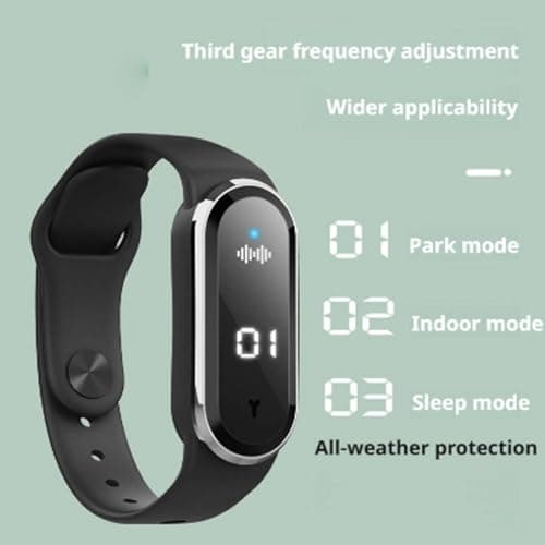 Buzz Defense Bracelet, Rechargeable Waterproof Adjustable Wristband with 3 Adjustable Modes, Digital Light Display for Outdoor Travel & Night Rest, Silent Long-Lasting Protection (Black) — view 3
