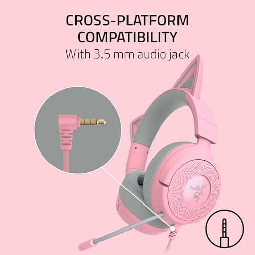 Razer Kraken Kitty V3 X Wired Gaming Headset, Kitty Ears, Pink — view 5
