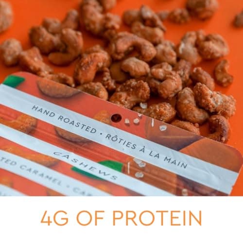 Handfuel Salted Caramel Cashews, Hand Roasted Salted Cashews, 4g of Protein, Proudly Canadian Made Plant Based Flavoured Nuts - 150 Grams — view 3