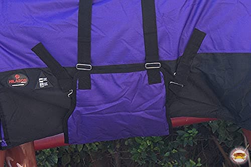 HILASON 1200D Winter Waterproof Poly Horse Turnout Blanket Belly Wrap Purple | 74 in — view 4