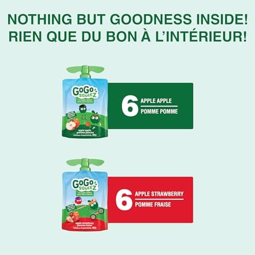 GoGo squeeZ Fruit Sauce Snack Pouches Variety Pack - Apple Apple, Apple Strawberry. 100% Real Fruit Puree, No Sugar Added, No Preservatives, 12 x 90g Squeezable Fruit Snacks — view 2
