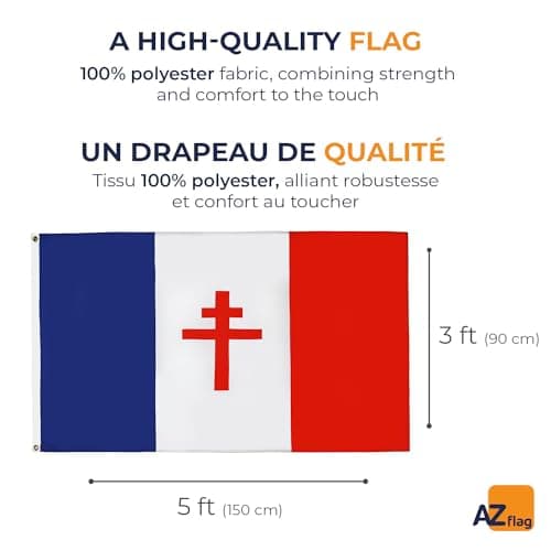 AZ FLAG - Free France 1940-1944 Flag - 150x90 Cm - 100D Polyester French Resistance - France Libre Banner with Two Metal Grommets - Fade Resistant - Vivid Colors - 3' x 5' Feet - 3x5 Ft