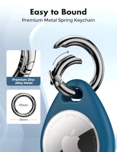 UNBREAKcable Holder for Apple AirTag - 4 Pack [Fit Tightly Design] [Easy to Install] [Hold Air Tag Securely] Waterproof TPU Shell Protective Case with All Metal Keychain Key Ring Clip — view 4