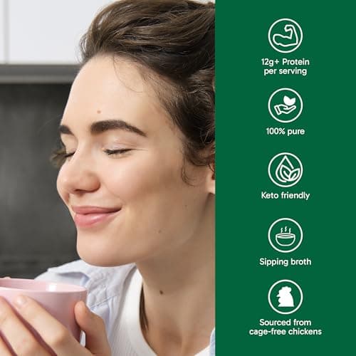 Organika Canadian-Made Chicken Bone Broth Powder-15g Protein Per Serving, Low-Sodium, Mineral-Rich, Convenient Powder Format, Easily Add to Recipes, Keto | Free-Run, Non-GMO and Organic Vegetarian Fed-Chickens- 300g — view 4