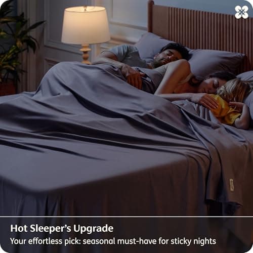 Bedsure King Size Sheets Set, Cooling Sheets for Hot Sleepers, Rayon Derived from Bamboo, PureWoven, Breathable & Soft, Deep Pocket Up to 16 Inches, Hotel Luxury Silky Bedding, Dark Grey