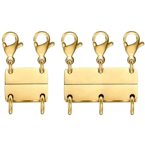 OHINGLT Multi Necklace Layering Clasp, Gold Necklace Separator for Layering, Strong Magnetic Clasps Jewelry Connectors for Layered Look