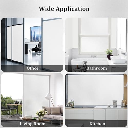 Coavas Window Films for Privacy Window Film Frosted Static Cling Non Adhesive Vinyl Sticker Sun Heat Blocking Window Coverings for Bathroom Home Office Door 17.5x78.7 Inch,44.5x200cm, Pure Frosted — view 6