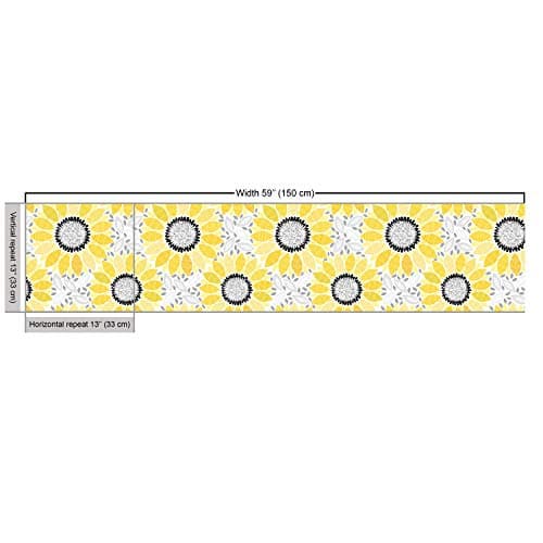 Lunarable Sunflower Fabric by The Yard, Abstract Shapes Floral Pattern Stripe Petals Summer Blossom Illustration, Decorative Fabric for Upholstery and Home Accents, 1 Yard, Yellow Black — view 2