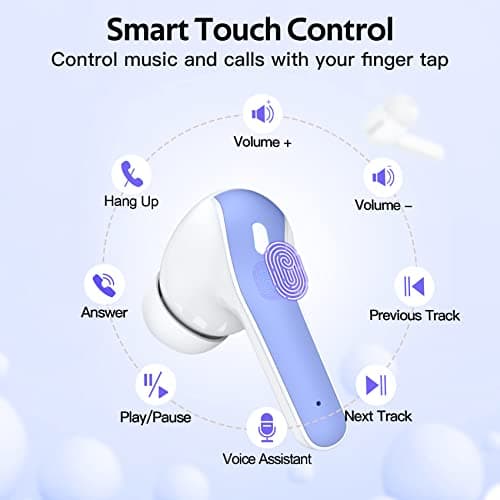TAGRY Bluetooth Headphones True Wireless Earbuds 60H Playback LED Power Display Earphones with Wireless Charging Case IPX5 Waterproof in-Ear Ear buds with Mic for TV Smart Phone Laptop Computer Sports — view 3
