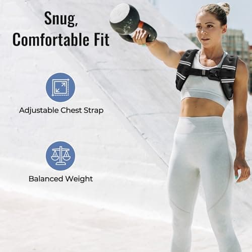 Zeerun Weighted Vest, 6lb/8lb/10lb/12lb/15lb/18lb/20lb/24lb/30lb for Men Women, Reflective Stripe Adjustable Buckle, Comfortable Durable Rucking Vest for Walking Running Strength Training, 10LBS-Black — view 2