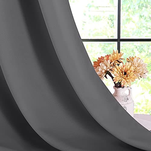NICETOWN Short Blackout Curtain Panels - Bedroom Thermal Insulated Grommet Top Blackout Window Draperies Rideaux (W42 x L45 Inches, Grey, 2 Panels) — view 6