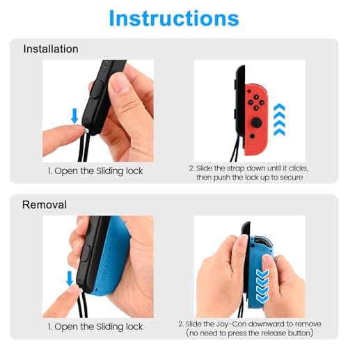 2 Pack Wrist Strap for Switch Joycon, Replacement Accessories for Joy Con Straps (Black) — view 3