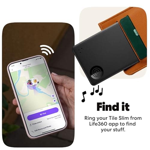 Life360 Tile Slim - Wallet Finder, Bluetooth Tracker and Item Locator for Luggage Tags, Passports and More. Both iOS and Android Compatible. Phone Finder. 2-Pack (Black) — view 3