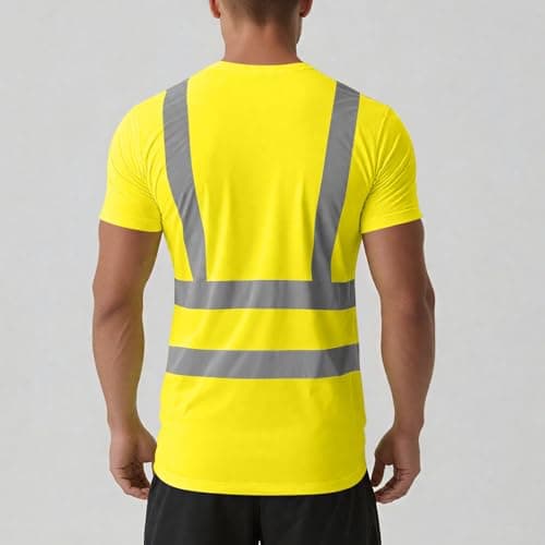 High Visibility Shirts for Men Women Short Sleeve Safety T-Shirts Class 3 Hi Vis Reflective Construction Work Shirt — view 3