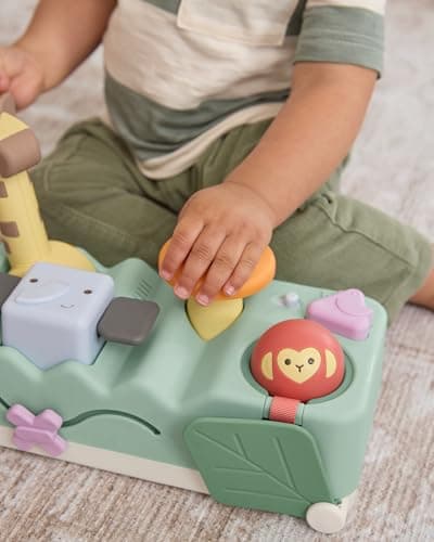Skip Hop Tummy Time & Seated Play Cause & Effect Developmental Musical Baby Toy with 12 Animal Sounds, Lights, Music and 6 Activities, Geometric Wonders 2-in-1 Pounding Bench, Age 3m+ — view 4